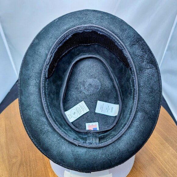 Soho Trilby Black Leather Fedora Hat | American Hat Makers | NWT | Small 6 7/8 - Picture 8 of 8